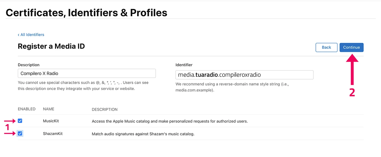 Compilerò X Radio integrazione Apple Registra Media Id